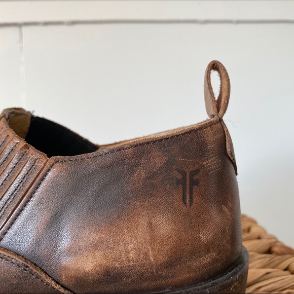 Frye Western Ankle Bootie Brown Leather - Picture 4 of 7